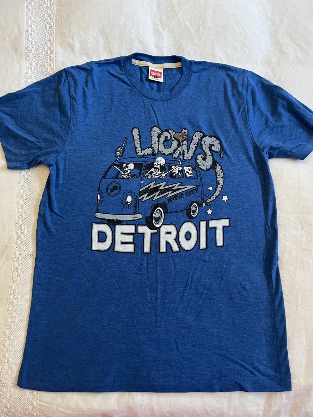 Homage Detroit Lions Grateful Dead Blue T-Shirt, Size Small